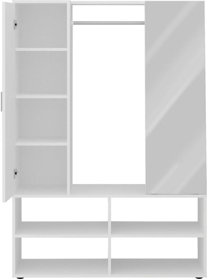 FMD -Kledingkast-met-4-vakken-en-spiegel-105x39 7x151 3-cm-wit - Foto 3