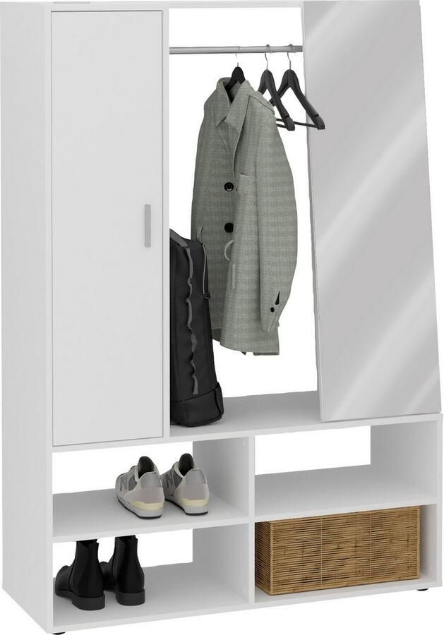 FMD -Kledingkast-met-4-vakken-en-spiegel-105x39 7x151 3-cm-wit - Foto 5