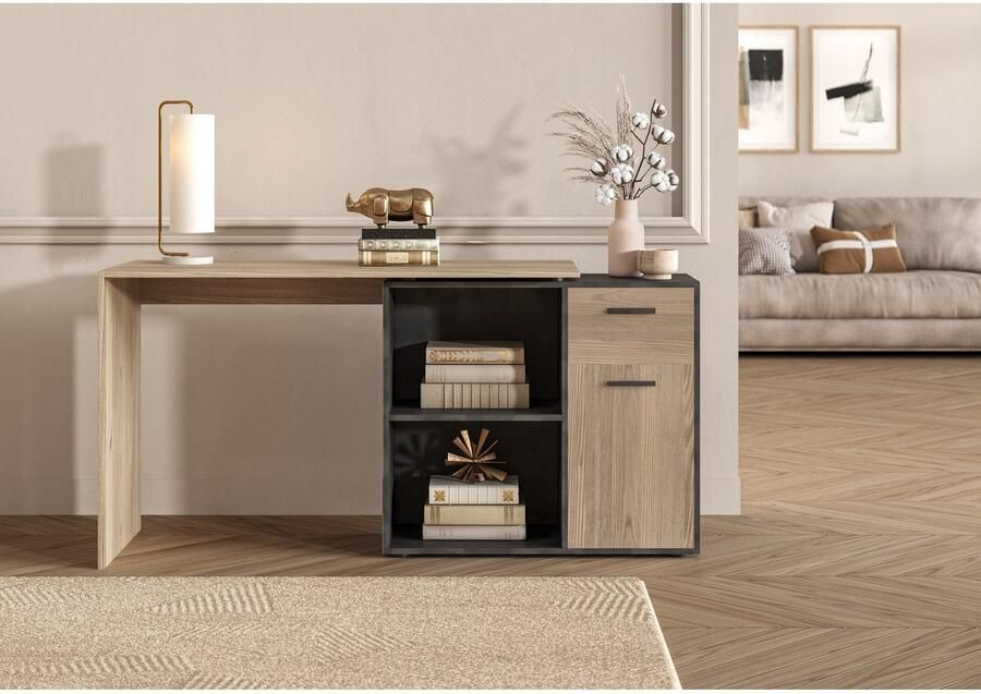 FMD Hoekbureau AUGSBURG Bureau sideboard met opbergruimte aan beide zijden te monteren 117 148 cm - Foto 5