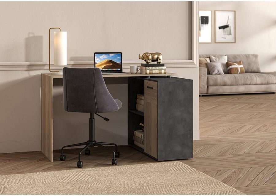 FMD Hoekbureau AUGSBURG Bureau sideboard met opbergruimte aan beide zijden te monteren 117 148 cm - Foto 4