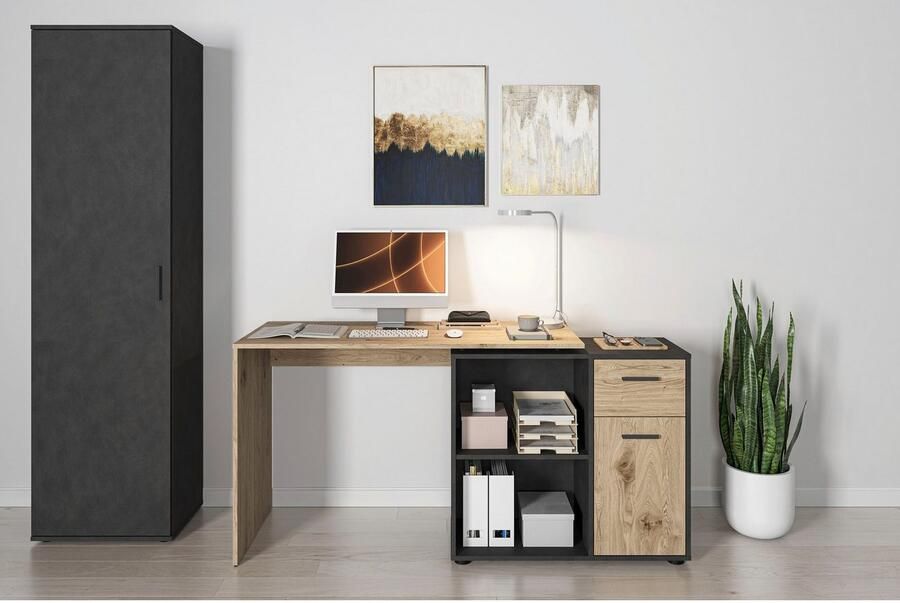 FMD Hoekbureau AUGSBURG Bureau sideboard met opbergruimte aan beide zijden te monteren 117 148 cm - Foto 6