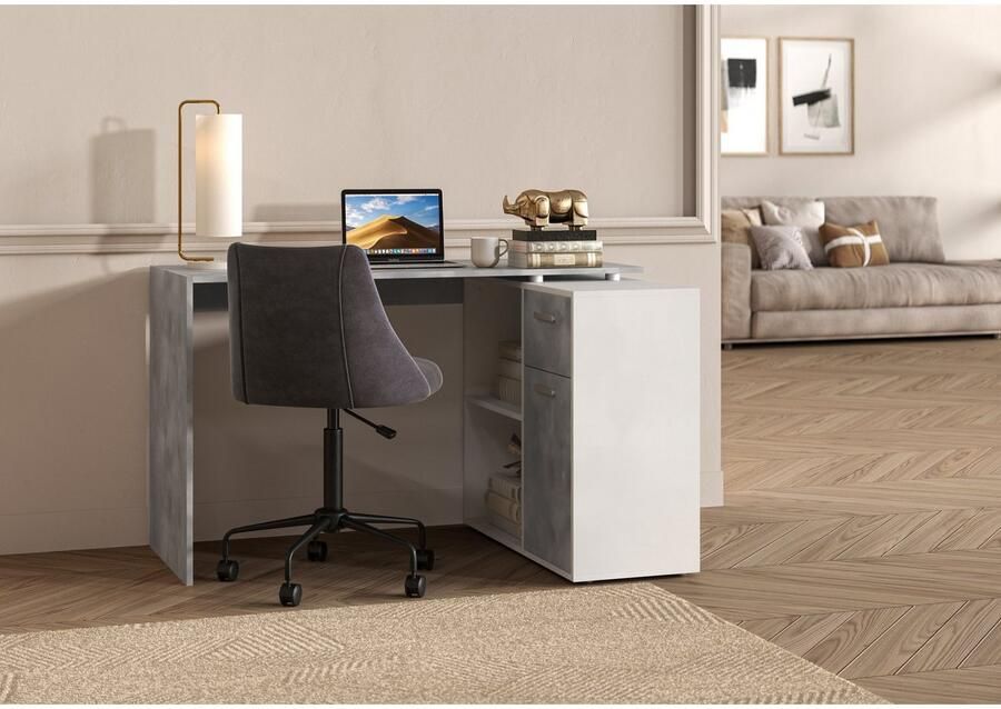 FMD Hoekbureau AUGSBURG Bureau sideboard met opbergruimte aan beide zijden te monteren 117 148 cm - Foto 3