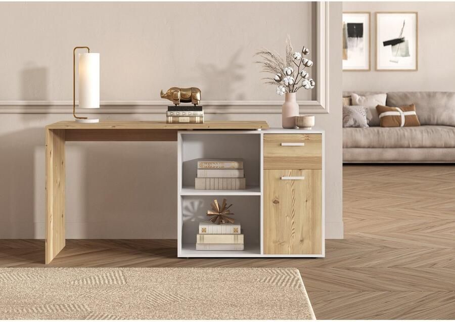 FMD Hoekbureau AUGSBURG Bureau sideboard met opbergruimte aan beide zijden te monteren 117 148 cm - Foto 2