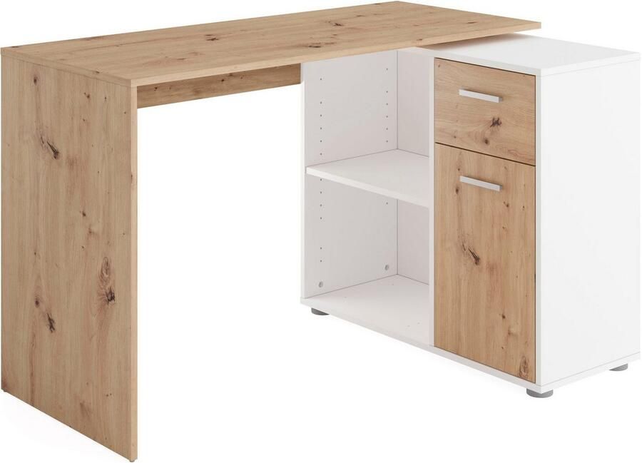 FMD Hoekbureau AUGSBURG Bureau sideboard met opbergruimte aan beide zijden te monteren 117 148 cm - Foto 4