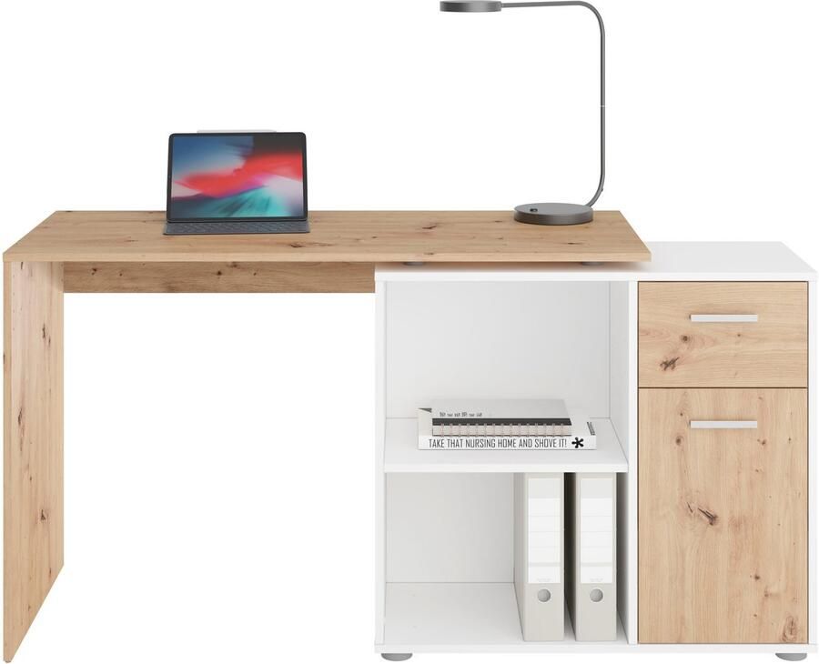 FMD Hoekbureau AUGSBURG Bureau sideboard met opbergruimte aan beide zijden te monteren 117 148 cm - Foto 2