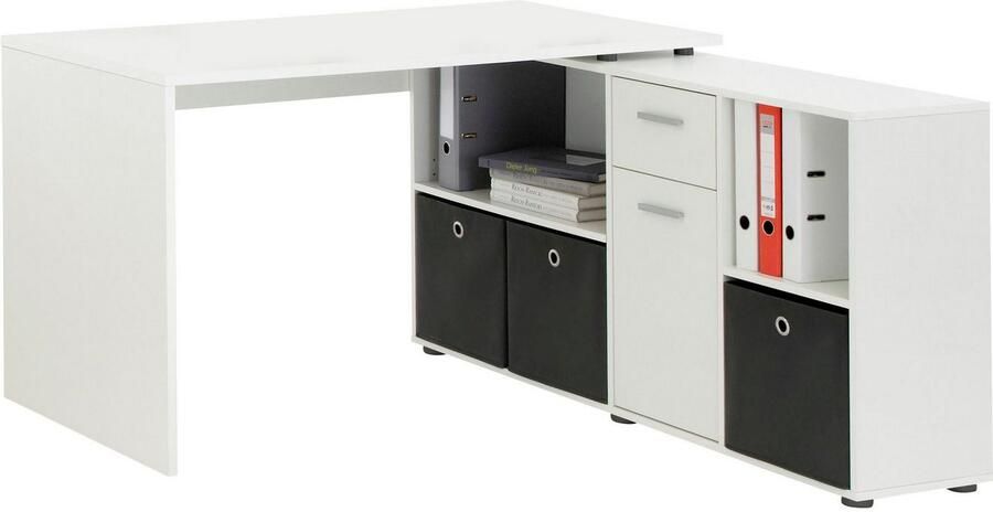 FMD Hoekbureau Lexo Bureau dressoir veel opbergruimte aan beide zijden te monteren 136 205 cm - Foto 6
