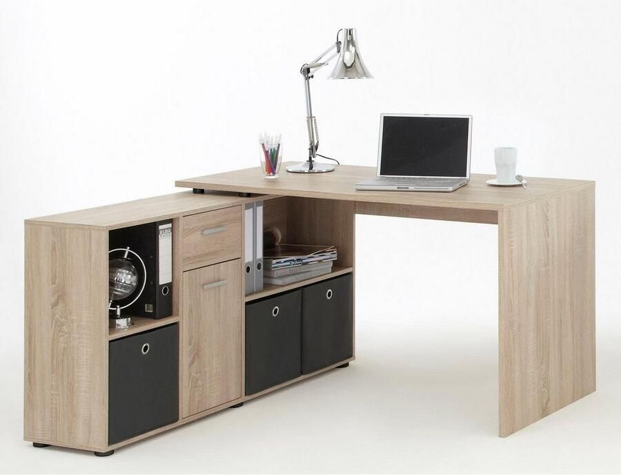 FMD Bureau d'Angle Modulable avec Caisson Tiroir et Étagères de Rangements Lex - Foto 4