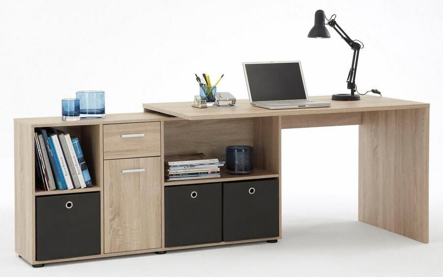 FMD Bureau d'Angle Modulable avec Caisson Tiroir et Étagères de Rangements Lex - Foto 13