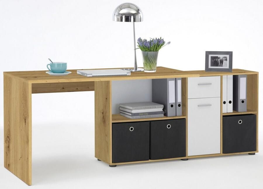 FMD Bureau d'Angle Modulable avec Caisson Tiroir et Étagères de Rangements Lex - Foto 8