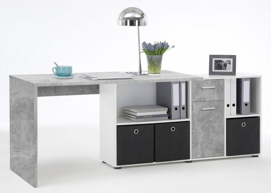 FMD Bureau d'Angle Modulable avec Caisson Tiroir et Étagères de Rangements Lex - Foto 10