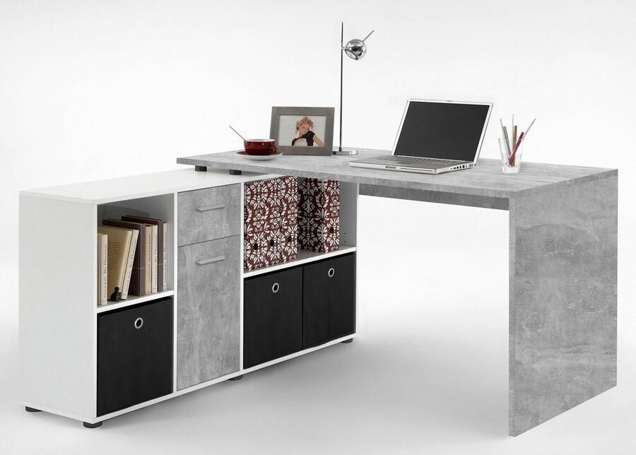 FMD Bureau d'Angle Modulable avec Caisson Tiroir et Étagères de Rangements Lex - Foto 9