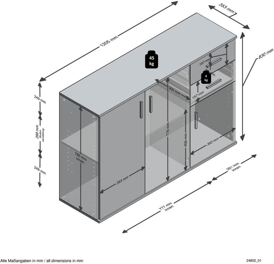 FMD Commode de Rangement avec 3 Portes et 2 Tiroirs Albi - Foto 2