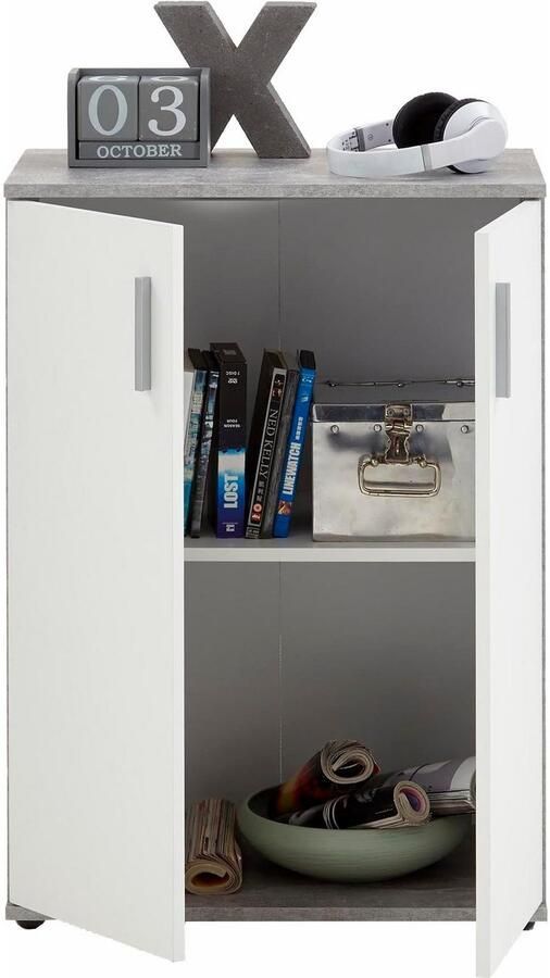 FMD Kast met 2 deuren wit en grijs - Foto 5