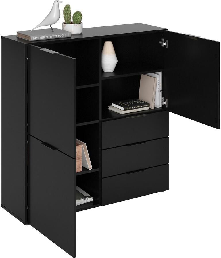 FMD Buffet 3 Portes 3 Tiroirs Noir L99 cm Dark - Foto 1