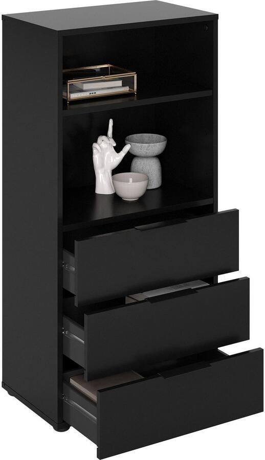 LuxeLivin' Dressoir met 3 lades en open schappen zwart - Foto 4