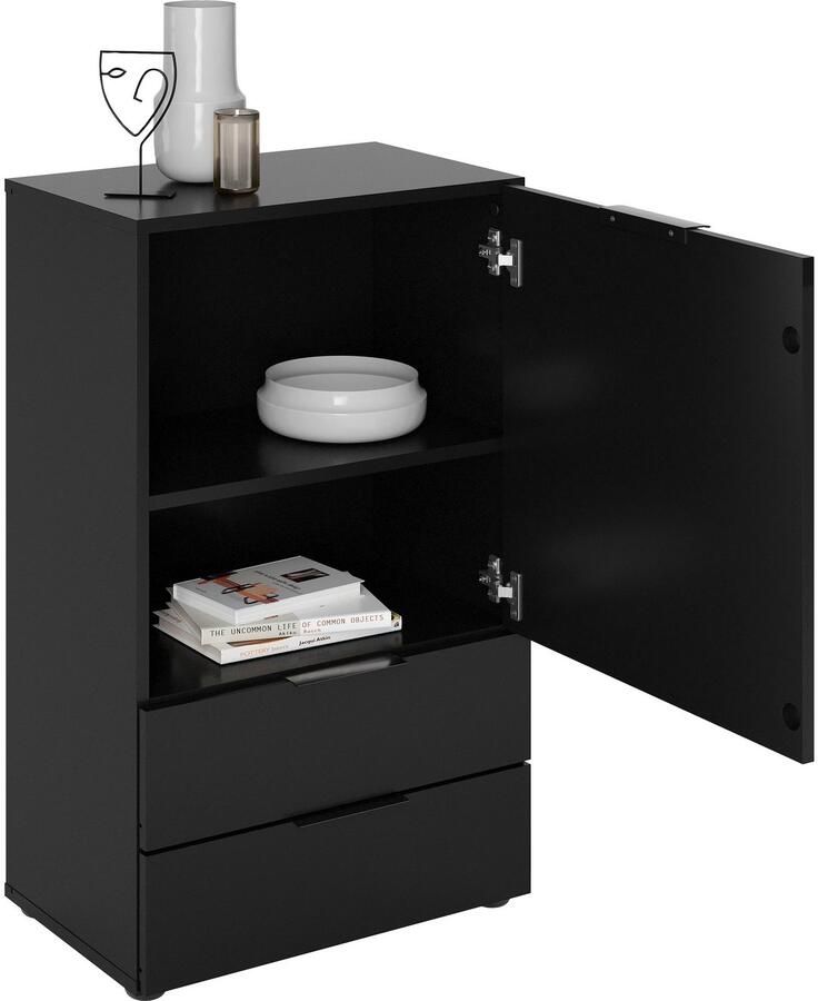 CaliCosy Commode 2 Tiroirs et 1 Porte avec Étagère L49.7cm Dark