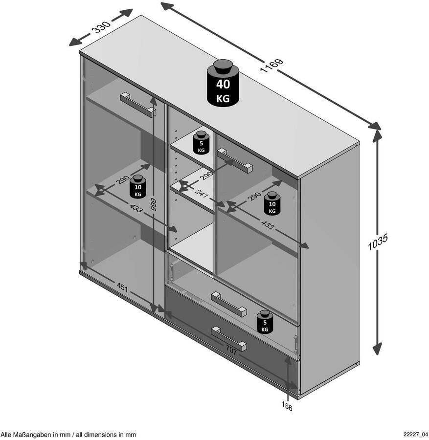 FMD Kast Nona 4 Breedte 117 cm