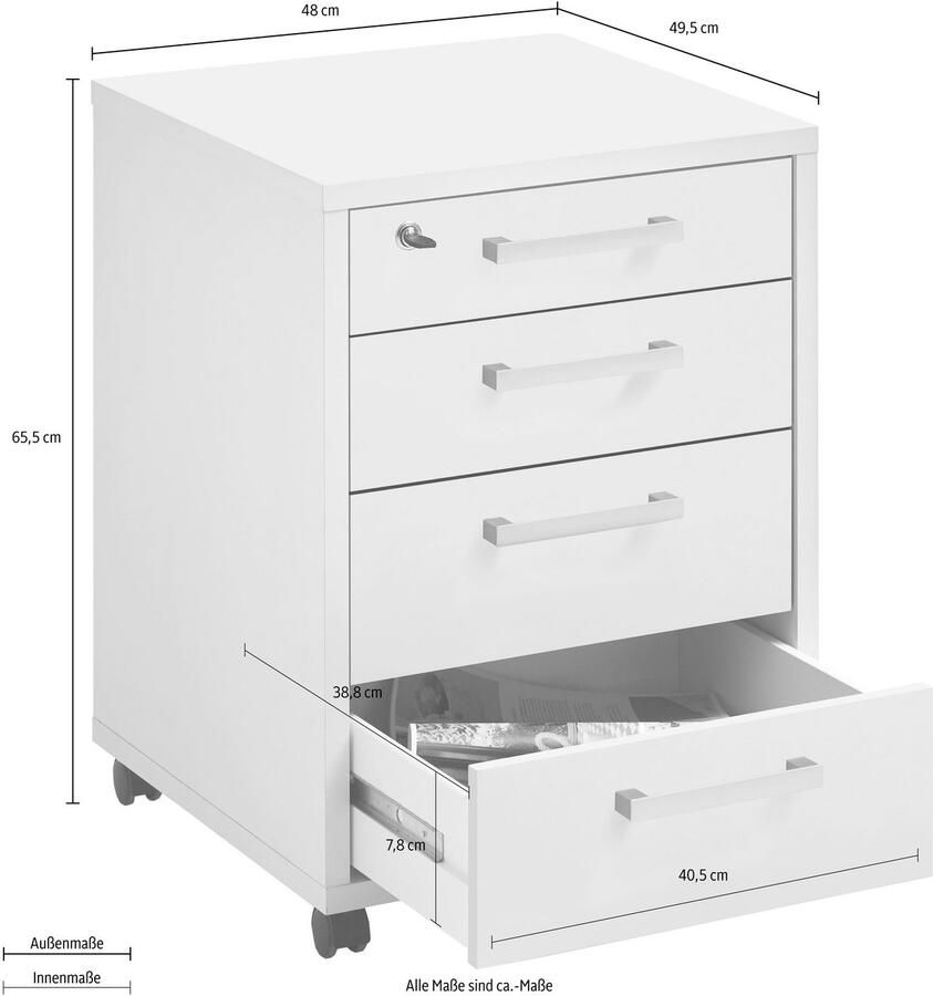 FMD -Ladekast-verrijdbaar-48x49 5x65 5-cm-wit - Foto 2