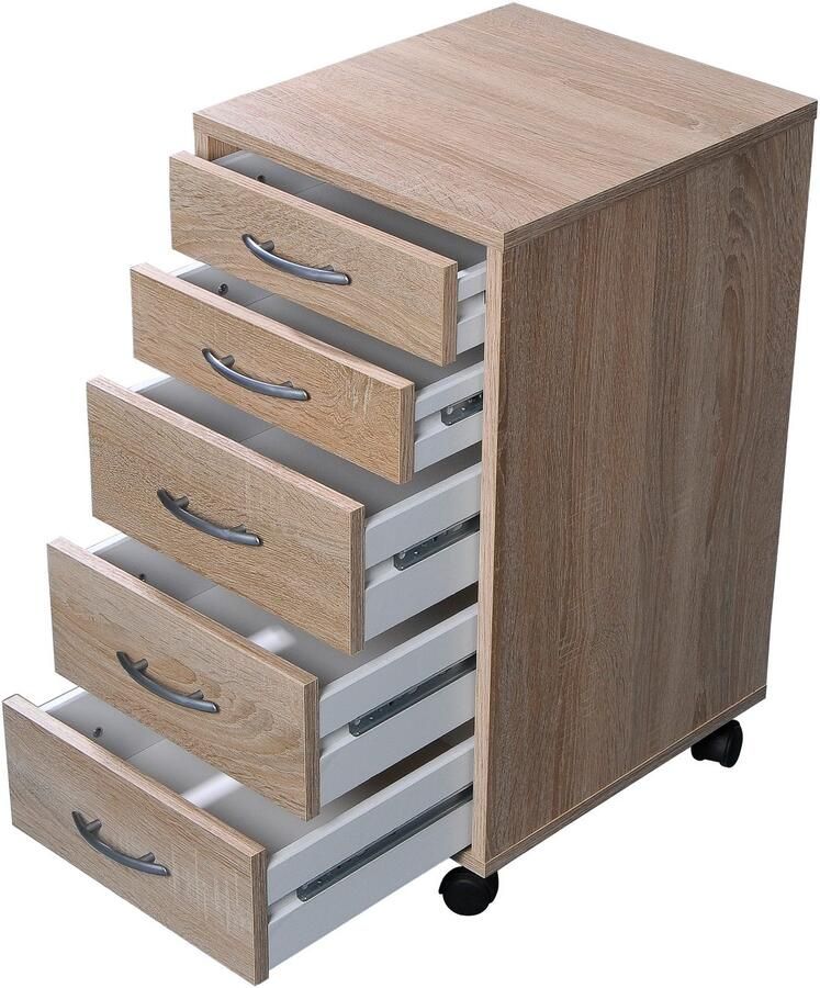 FMD Ladekast met 5 lades verplaatsbaar eikenkleurig - Foto 5