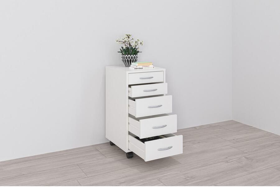 FMD-Möbel Ladekast met 5 lades verplaatsbaar wit VDXL_428728 - Foto 8