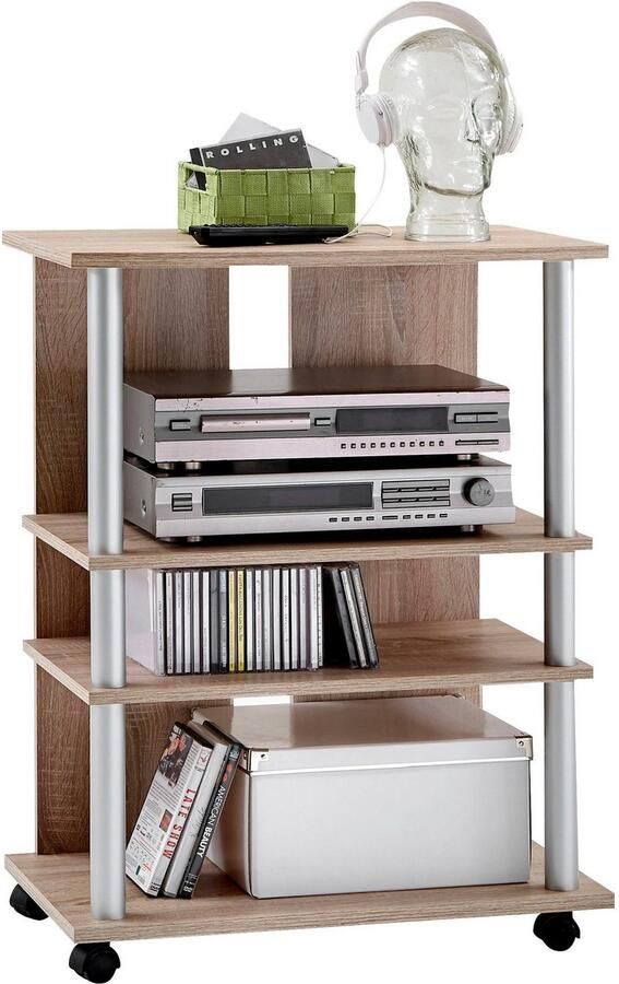 CaliCosy FMD Tv hifi-kast met 3 vakken 65x40x79 2 cm eikenkleurig - Foto 7