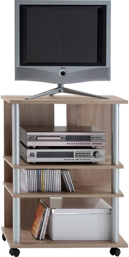 CaliCosy FMD Tv hifi-kast met 3 vakken 65x40x79 2 cm eikenkleurig - Foto 9