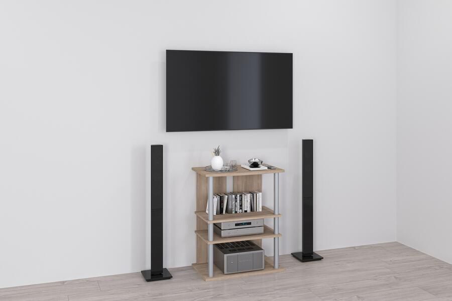 FMD Mediarek Variant Plank op rollen multimedia tv hifi 3 planken 65 cm breed - Foto 7
