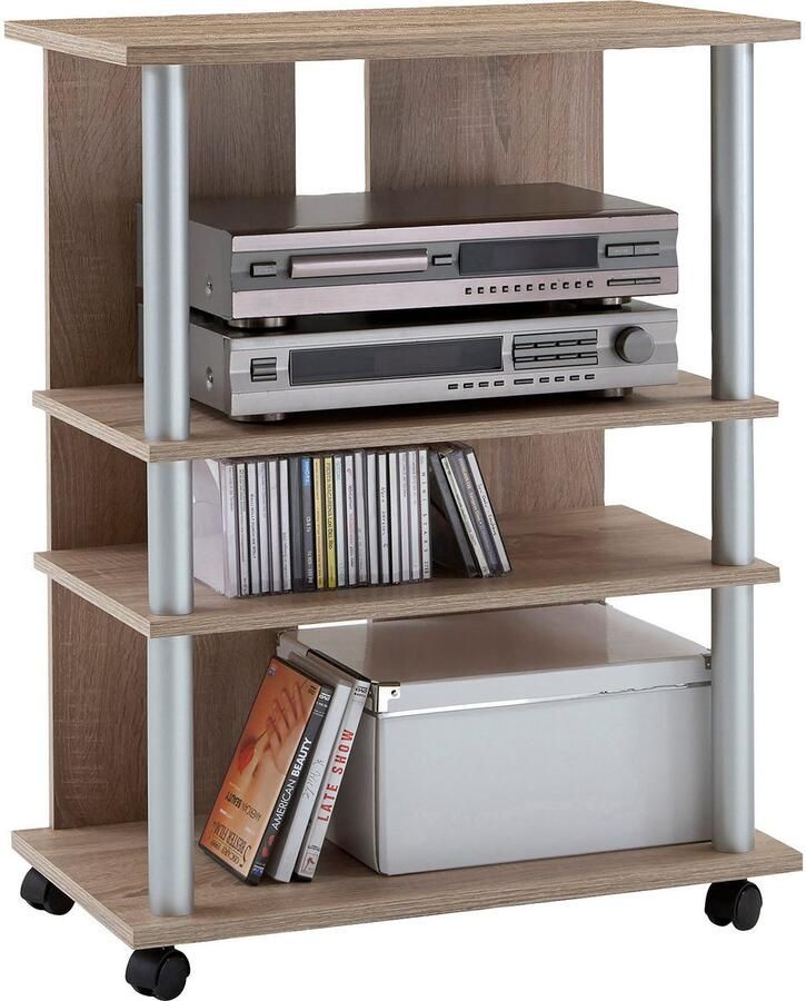 FMD Mediarek Variant Plank op rollen multimedia tv hifi 3 planken 65 cm breed - Foto 6
