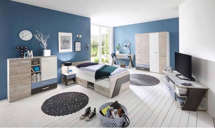 FMD TV Meubel Tv-meubel Nano 135cm Wit; Blauw; Grijs - Foto 3