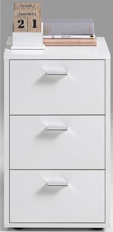 FMD Nachtkastje met 3 lades wit - Foto 5