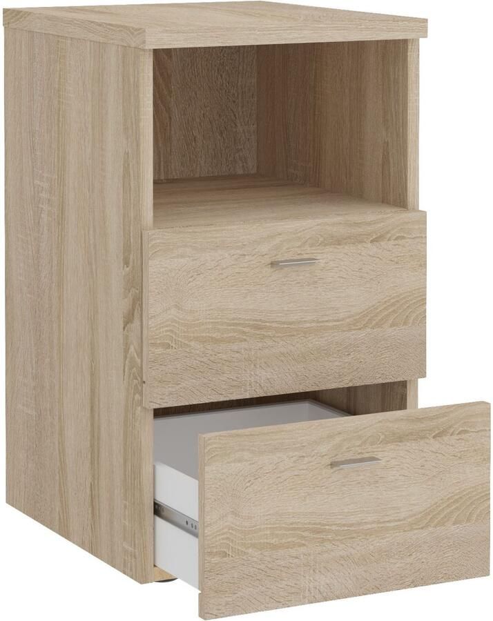 FMD Nachtkastje met 2 lades en open schap eikenkleurig - Foto 4