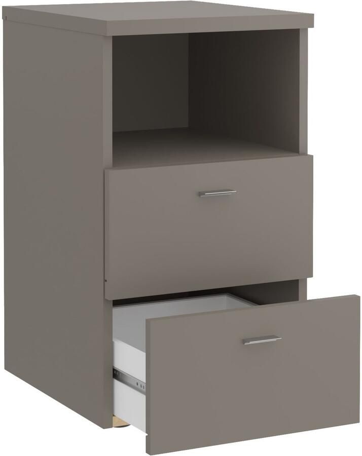 FMD Nachtkastje met 2 lades en open schap lavagrijs - Foto 4