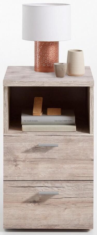 FMD Nachtkastje met 2 lades en open schap zandeikenkleurig - Foto 8