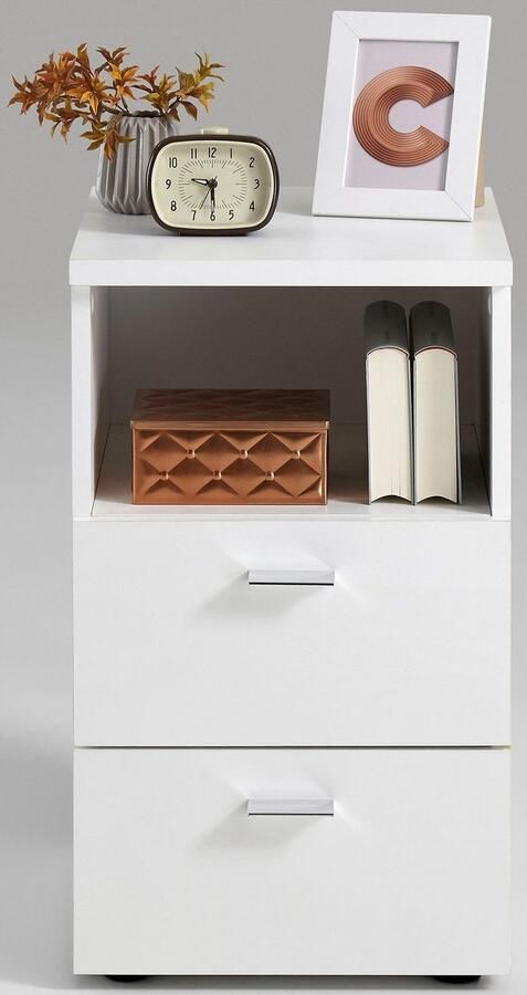 FMD -Nachtkastje-met-2-lades-en-open-schap-wit - Foto 6