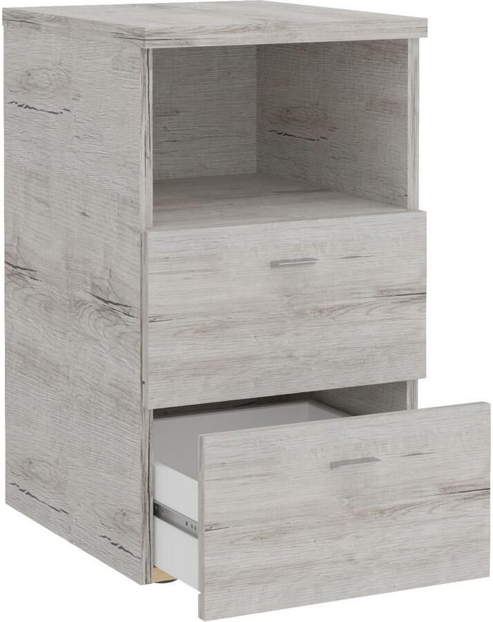 FMD Nachtkastje met 2 lades en open schap zandeikenkleurig - Foto 5