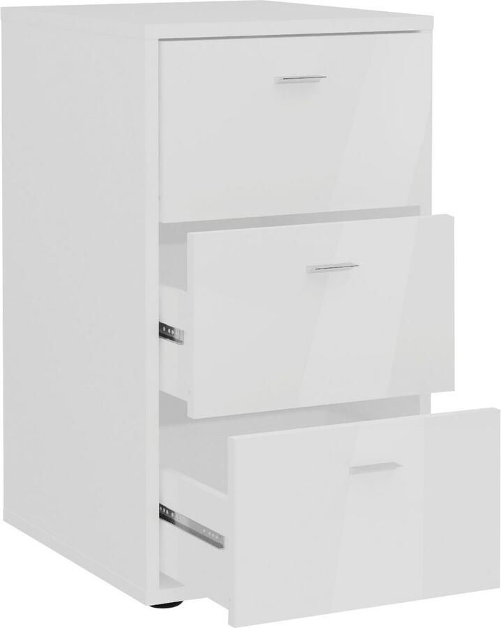 FMD Prolenta Premium Nachtkastje met 3 lades hoogglans wit - Foto 2