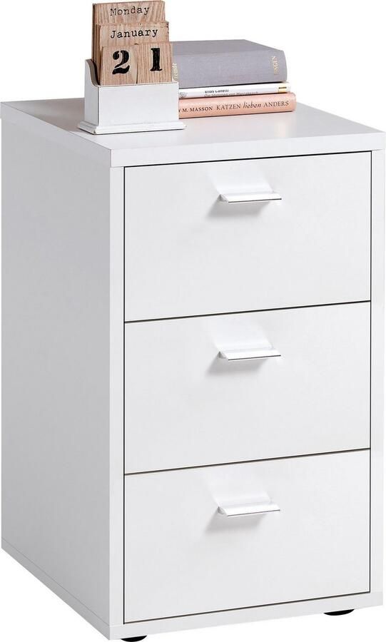 FMD Prolenta Premium Nachtkastje met 3 lades hoogglans wit - Foto 5