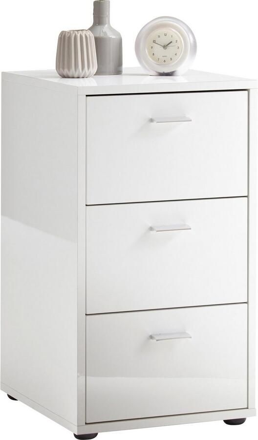 FMD Prolenta Premium Nachtkastje met 3 lades hoogglans wit - Foto 6
