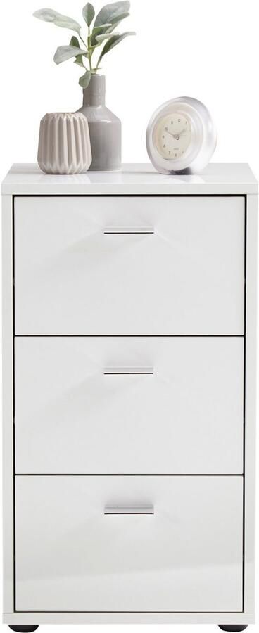 FMD Prolenta Premium Nachtkastje met 3 lades hoogglans wit - Foto 7