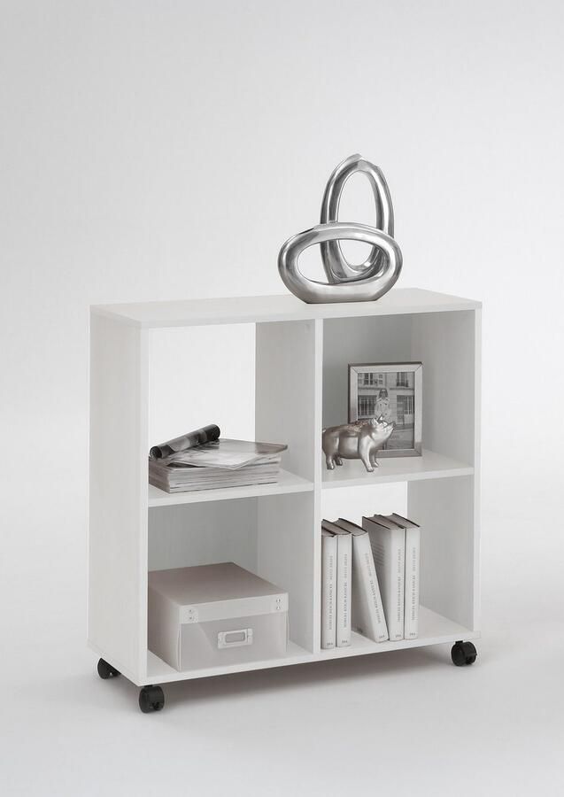 FMD -Möbel Kast op zwenkwielen met 4 vakken wit VDXL_428785 - Foto 4