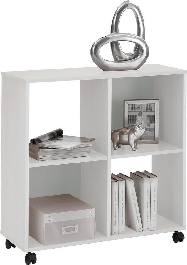 FMD -Möbel Kast op zwenkwielen met 4 vakken wit VDXL_428785 - Foto 5