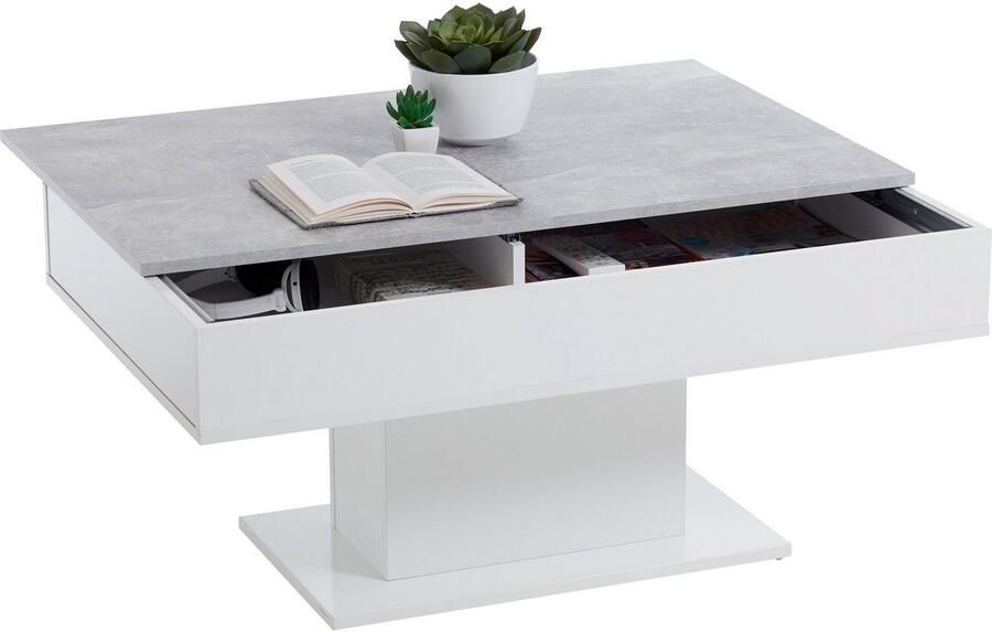 FMD-Möbel FMD Salontafel betongrijs en wit - Foto 4