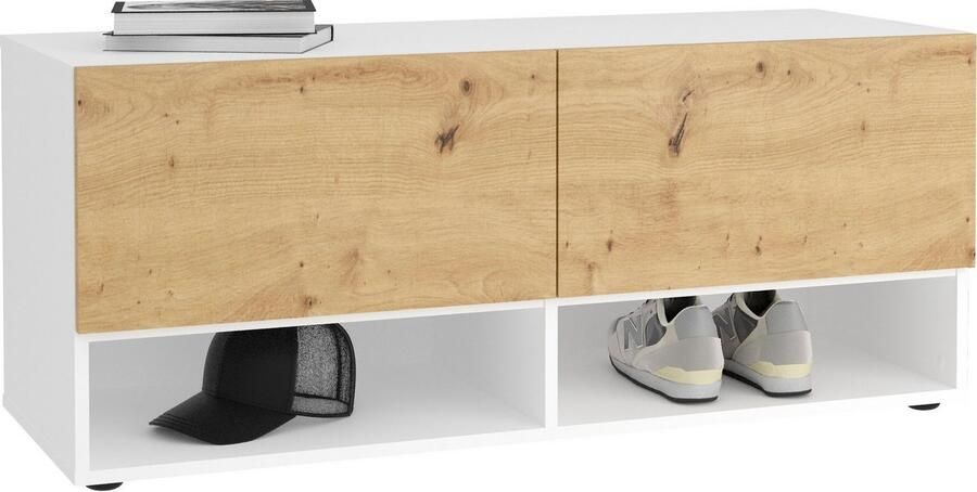 FMD -Opbergbankje-met-2-lades-108 9x41 7x46 1-cm-wit-en-artisan-eiken - Foto 5