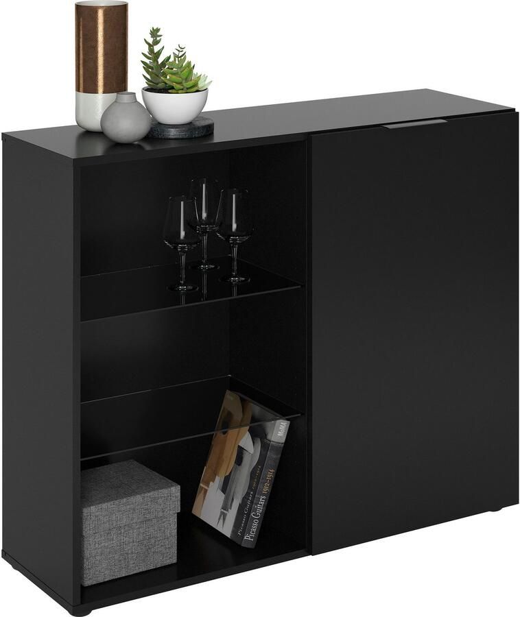 FMD -Dressoir-met-1-deur-en-open-schappen-zwart - Foto 4