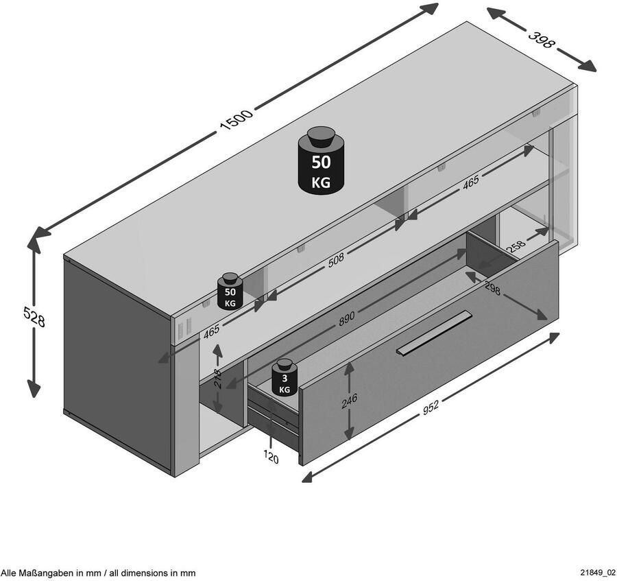 FMD Meuble TV HI-FI 1 Tiroir L150 cm Vibio - Foto 2