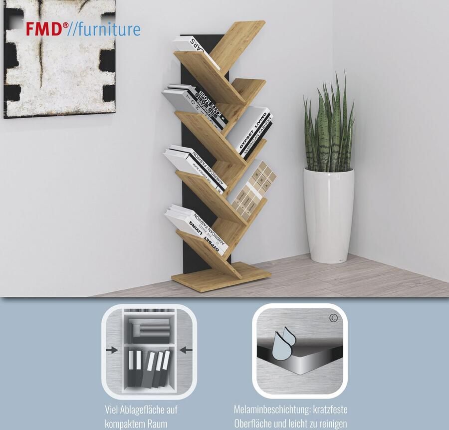FMD Wandplank Büchen 1 Plank boekenstandaard opbergmogelijkheid 125 cm hoog - Foto 4