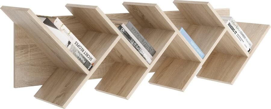 FMD Boekenplank zwevend geometrisch eikenkleurig - Foto 2