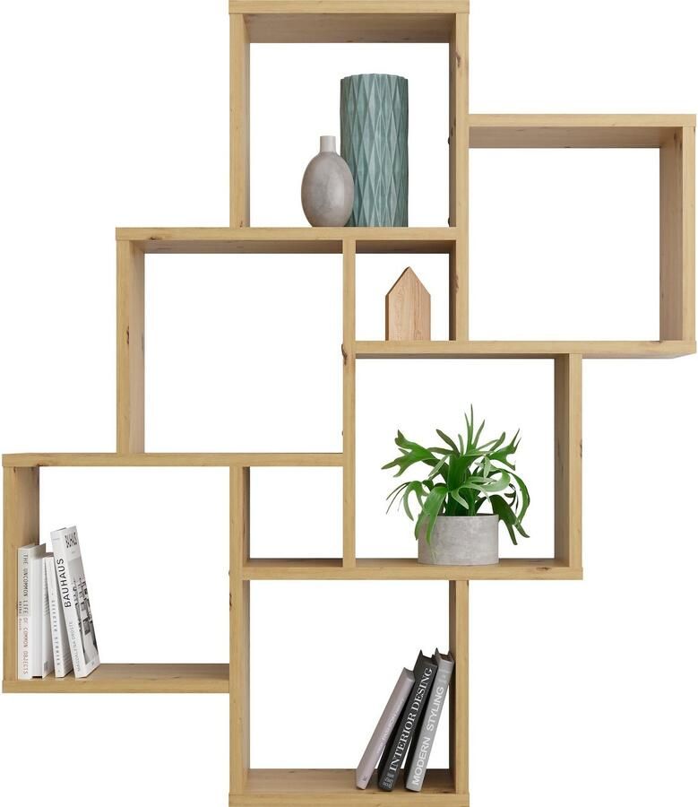 LuxeLivin' FMD Wandschap met 8 vakken artisan eikenkleurig