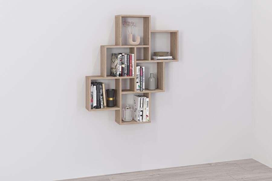 FMD Calicosy Wandplank met 8 Compartimenten LAURIO Houtlook - Foto 3
