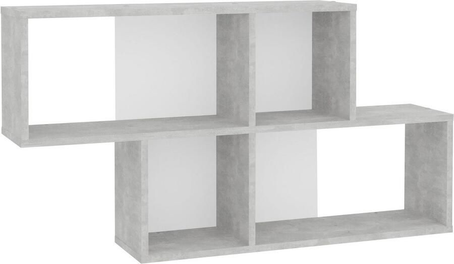 FMD Wandschap met 4 vakken betonkleurig en wit - Foto 8
